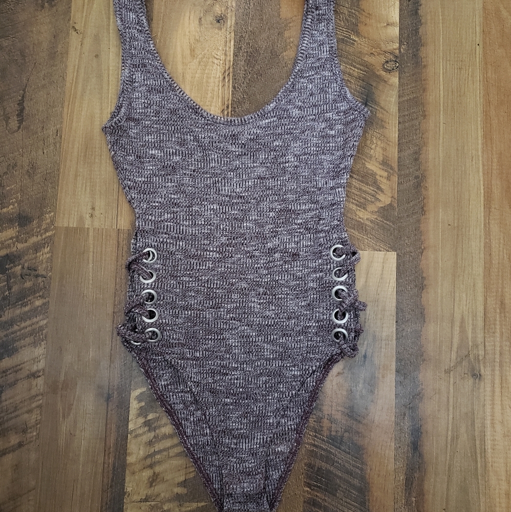 Forever 21 Women's Medium Muave Knitted Bodysuit